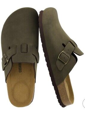 Cushionaire Haze Olive Green Buckle Clog Slide Size 11